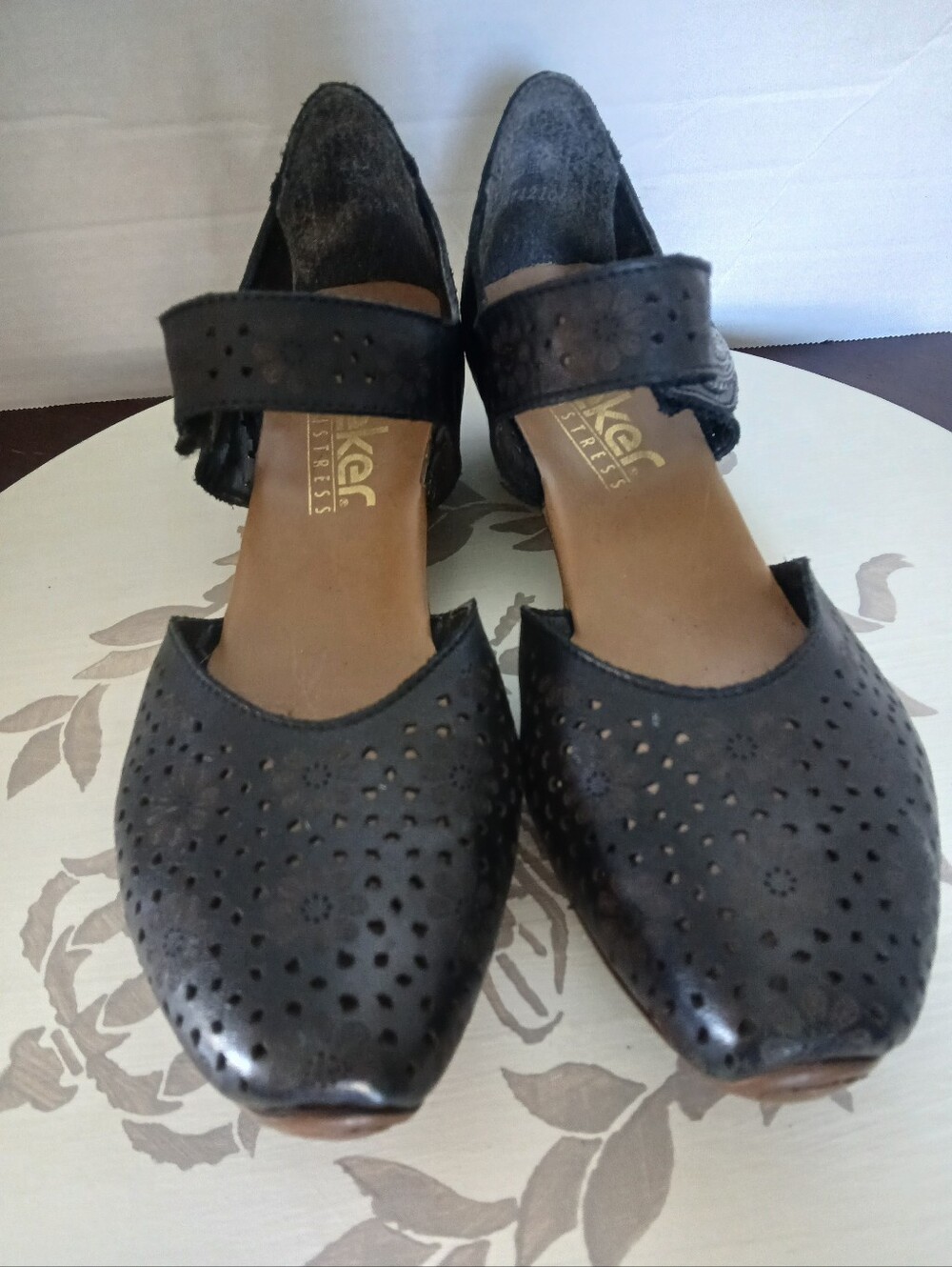 Rieker Antistress Mirjam Mary Jane Perforated Shoes SZ 39 US 8 Black